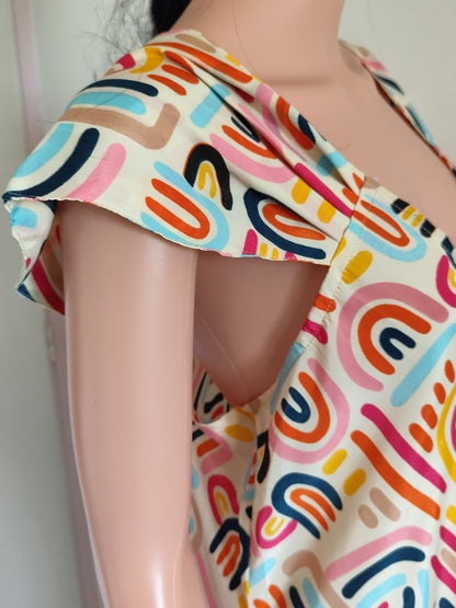 📸 Robe longue d'été à imprimé arc-en-ciel – Gold & Silver – TU