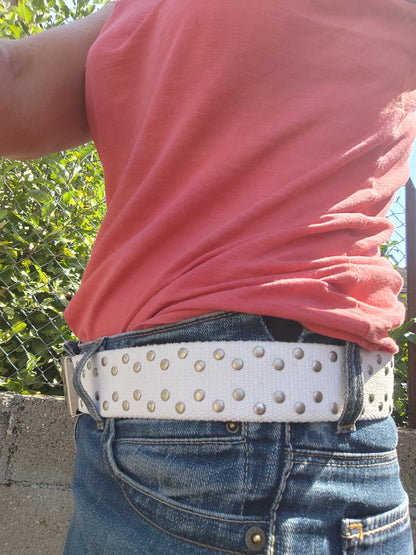 Ceinture blanche cloutée Melle DDP - 95 cm