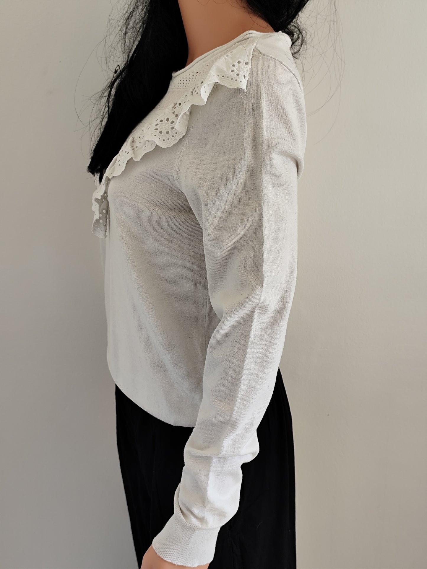 Pull blanc col brodé NAF NAF – Taille  36/38