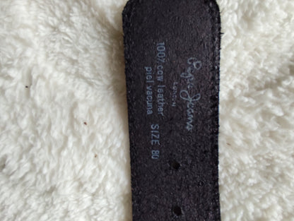 Ceinture large en cuir noir Pepe Jeans – boucle ronde - 80 cm