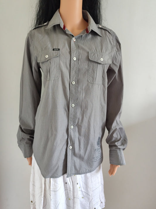 Chemise homme Kaporal grise rayée – 100% coton – Taille S