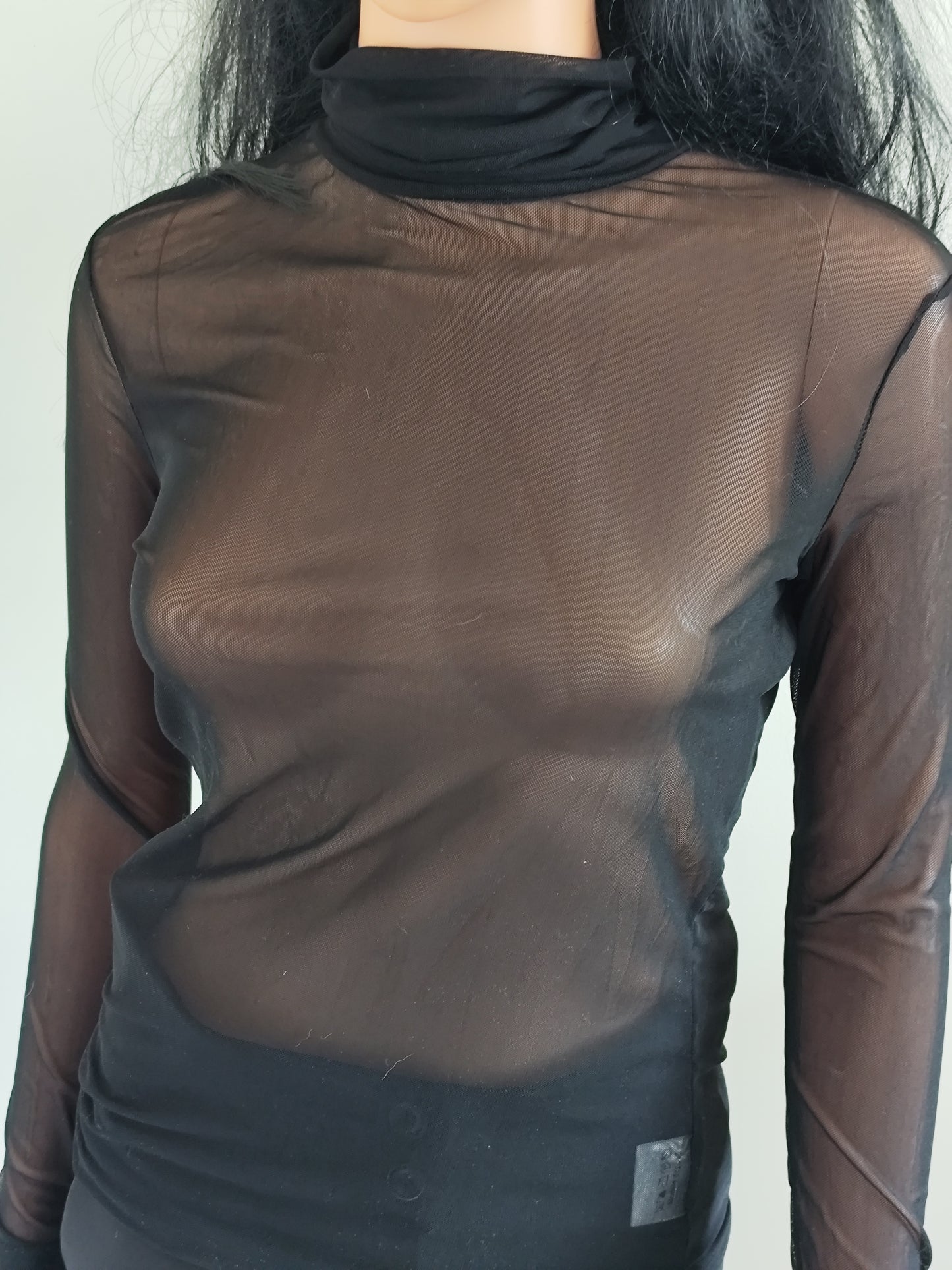 Top transparent noir à col montant Diego Reiga – T.38