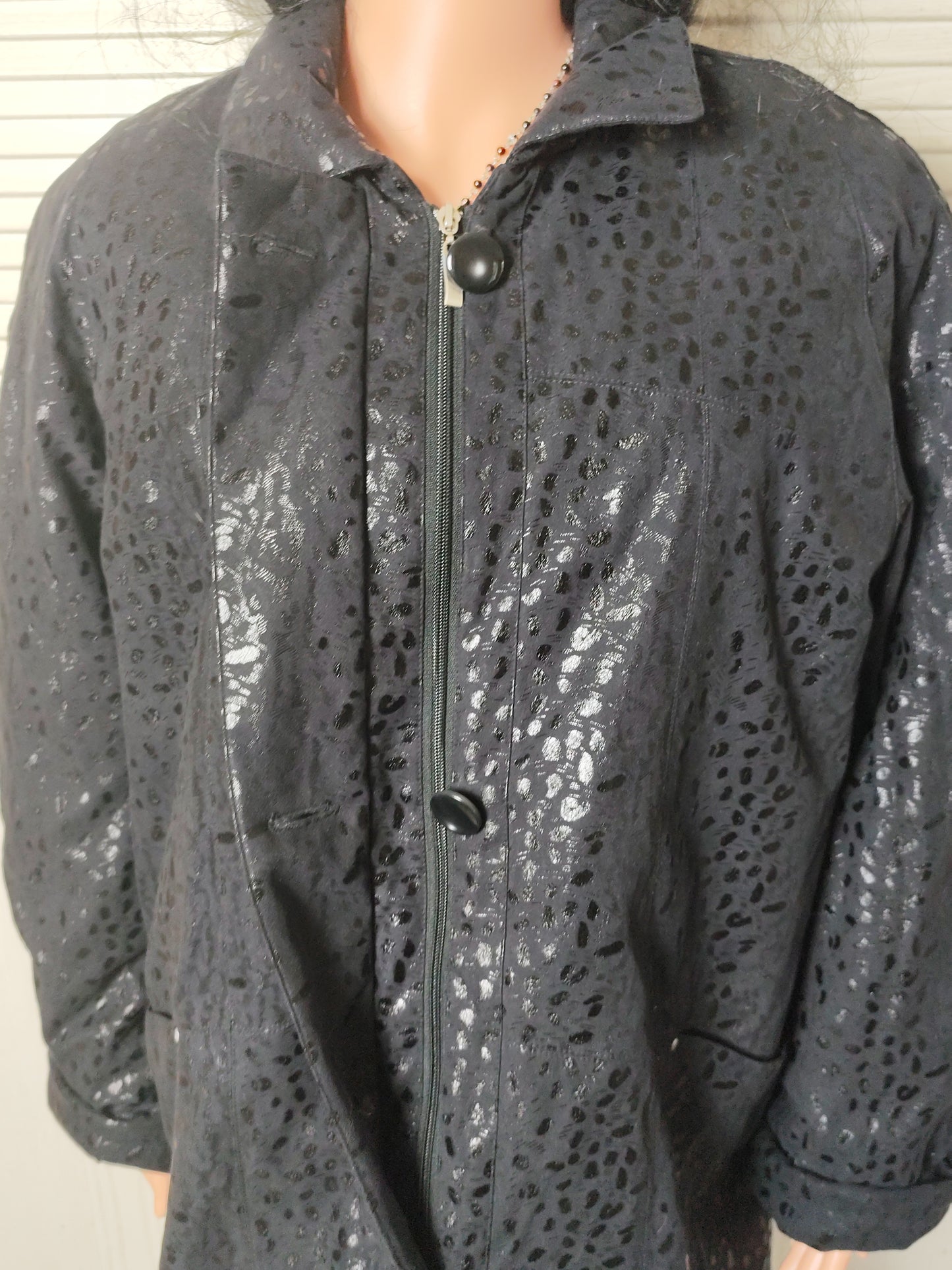 Manteau noir texturé brillant – C. Missaro – Taille 46