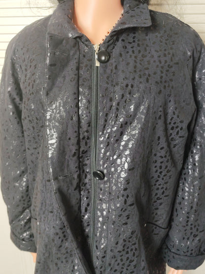 Manteau noir texturé brillant – C. Missaro – Taille 46