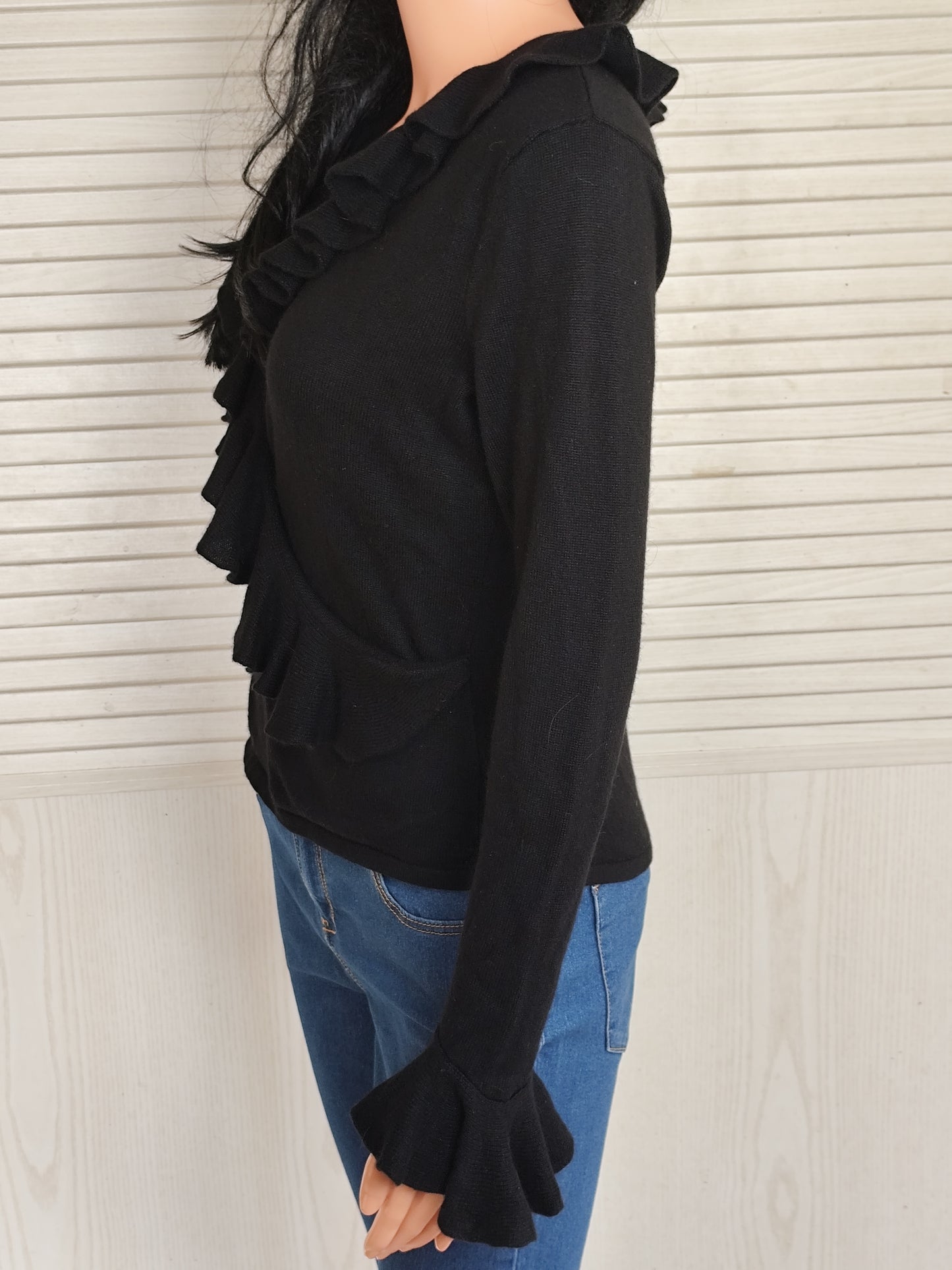 Pull léger cachemire et soie  Ralph Lauren à volants - Taille 36/38
