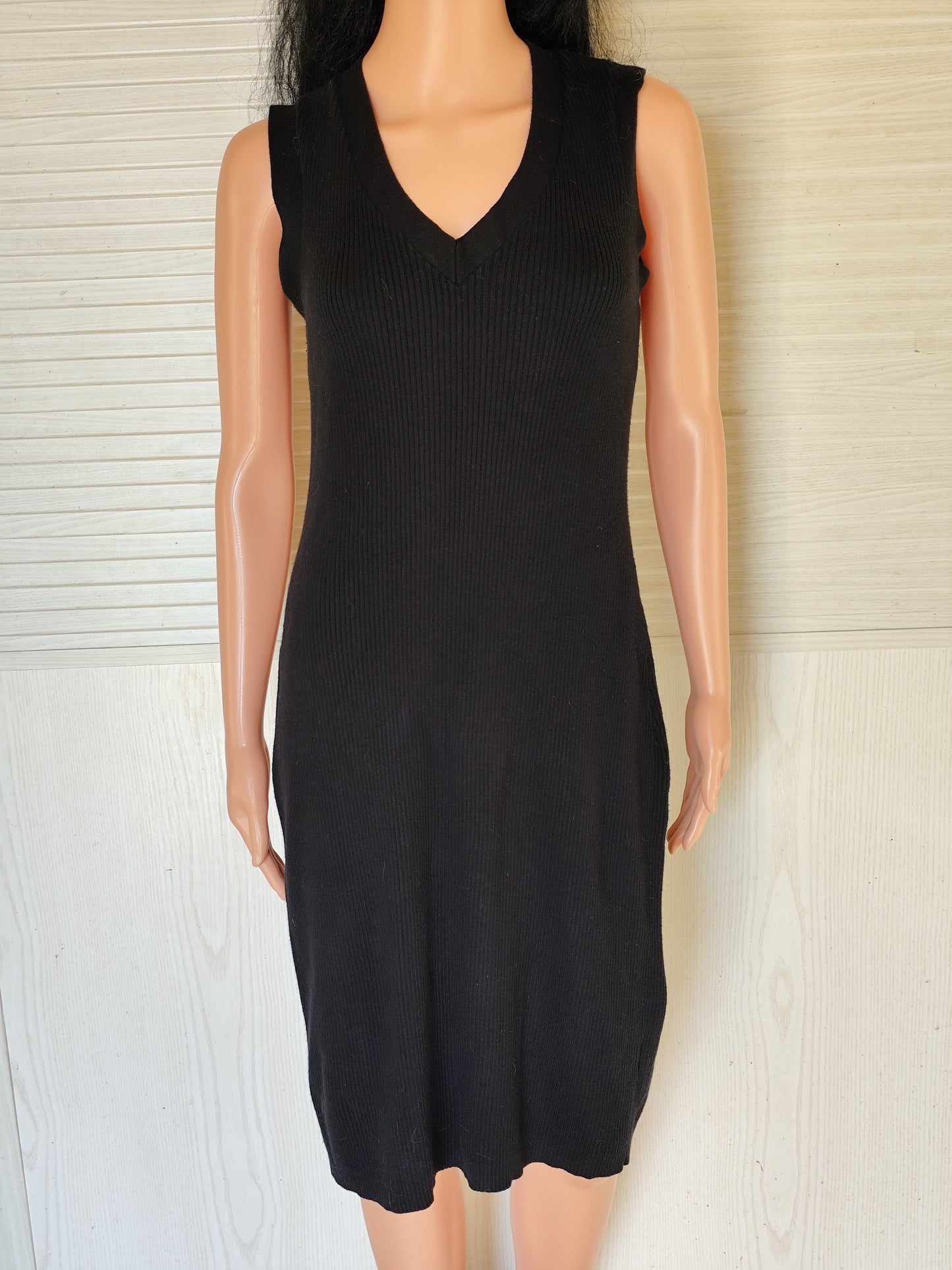 Robe longue noire coton et cachemire - Lauren Ralph Lauren - Taille M