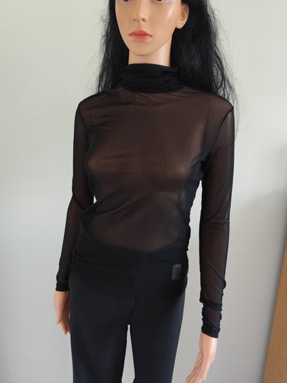 Top transparent noir à col montant Diego Reiga – T.38