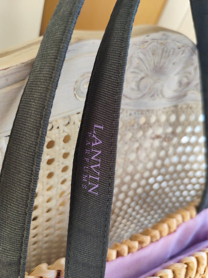 Panier cabas Lanvin Parfums en paille tressée et doublure lilas