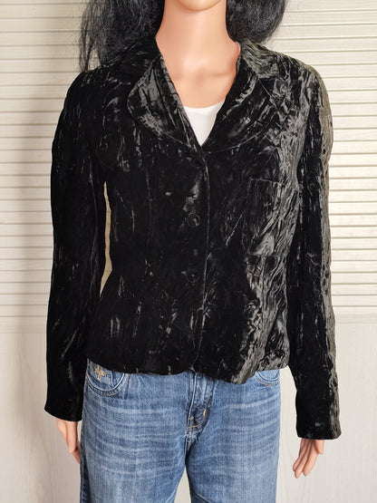 Veste vintage en velours frappé noir - Thérèse Baumaire - Taille 38
