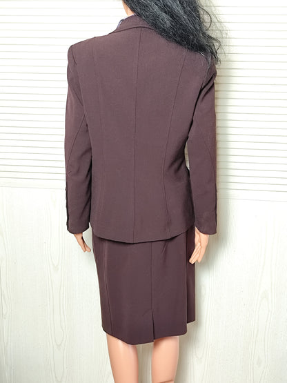 Tailleur jupe couleur prune Montigny Paris – Veste 44 / Jupe 42