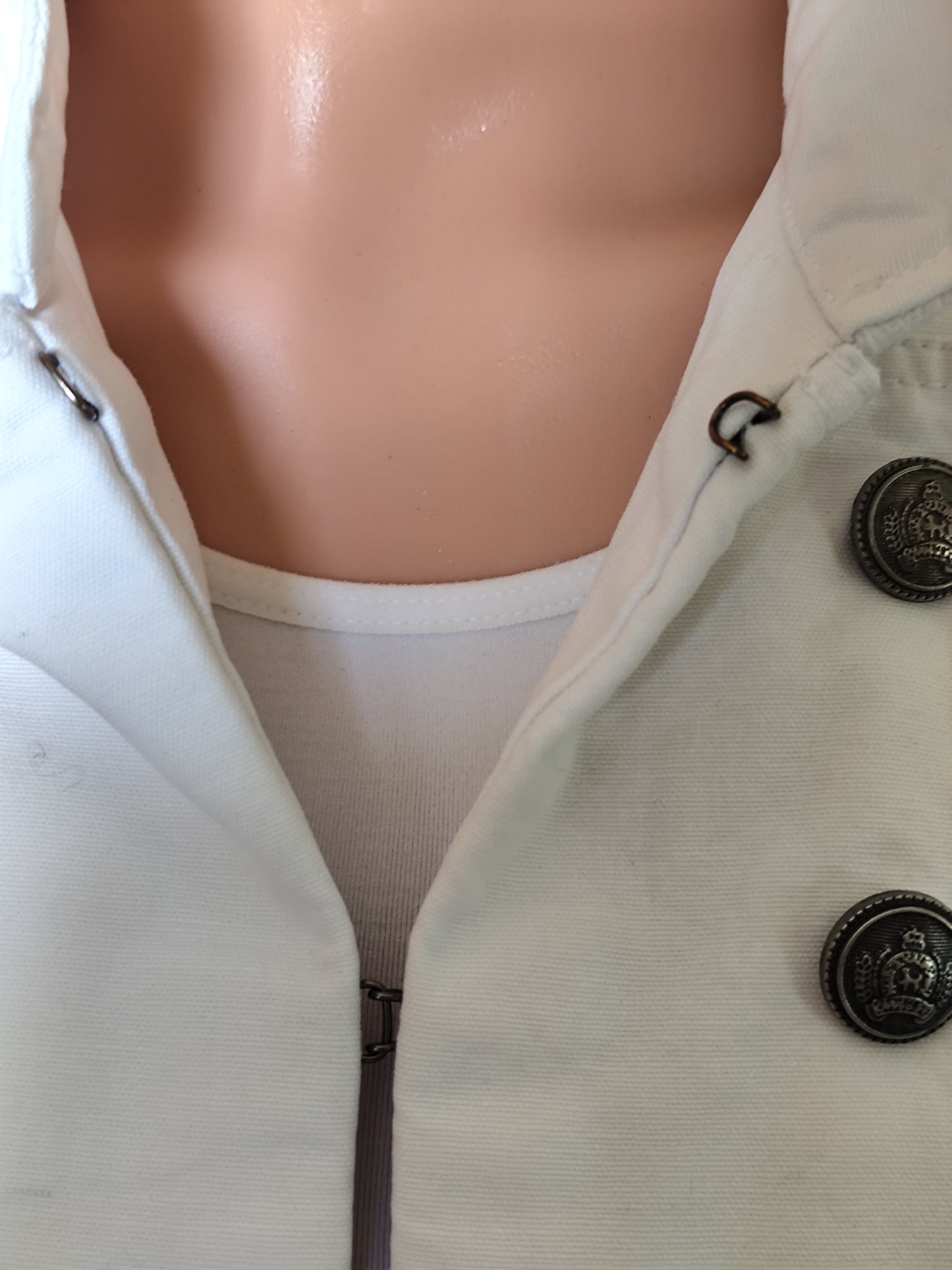 Veste officier blanche en denim Active Wear - Détails militaires - Taille 38/40