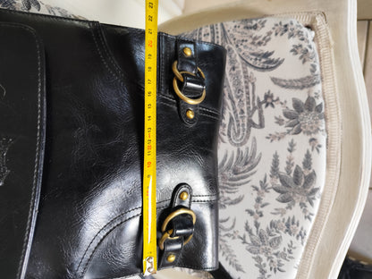 Sac à dos en cuir noir et boucles dorées -  Francinel