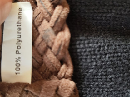 Ceinture large tressée marron effet daim - 108 cm hors boucle