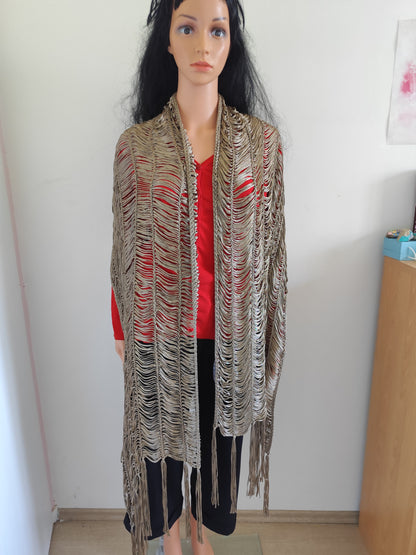 Écharpe/etole longue ajourée dorée métallisée Diktons.