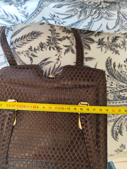 Petit sac à main vintage en cuir véritable façon python - ouverture docteur