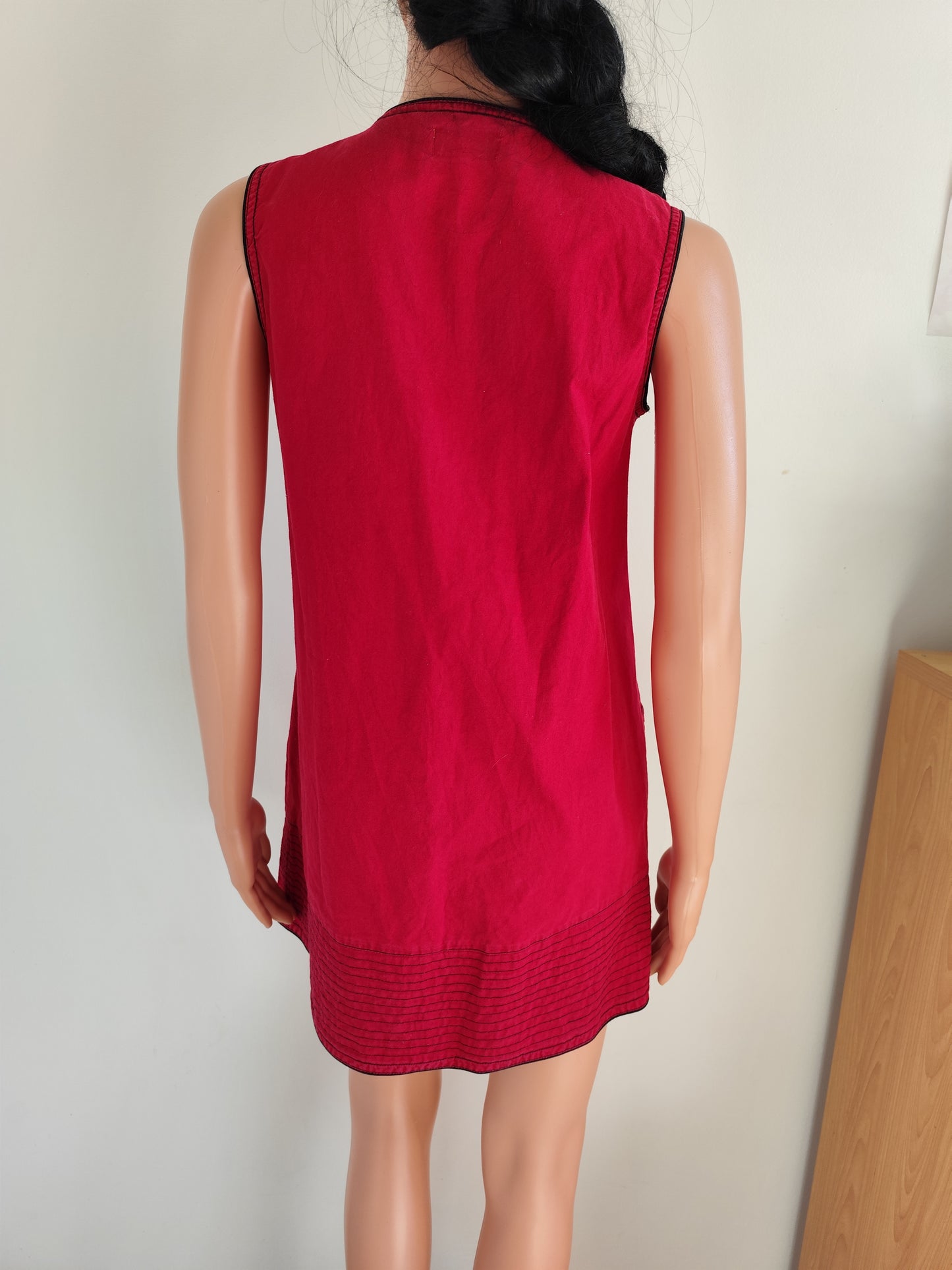 Robe Coline rouge bohème en coton – coupe trapèze A-line - Taille 36/38
