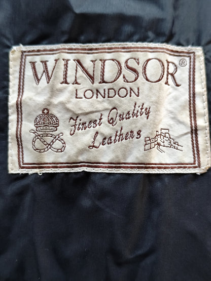 Veste longue en cuir noir Windsor London - Taille estimée 42/44 ou 38/40 oversize