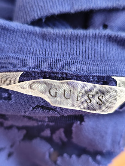 💙 Haut Sans Manche Guess – Bleu Électrique – Dos Dentelle Transparente – Taille 36/38