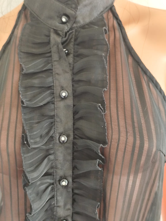 🖤 Haut noir sans manches à col montant – Just Addict – Taille 36/38