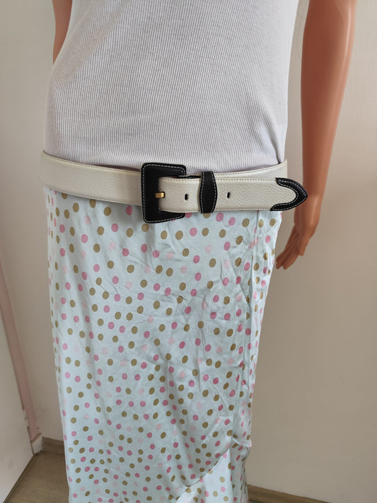 Ceinture blanche en cuir pleine fleur – Taille 95 cm