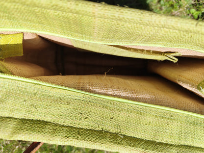 Sac cabas structuré vert anis – fermeture zippée – 32x34x13 cm