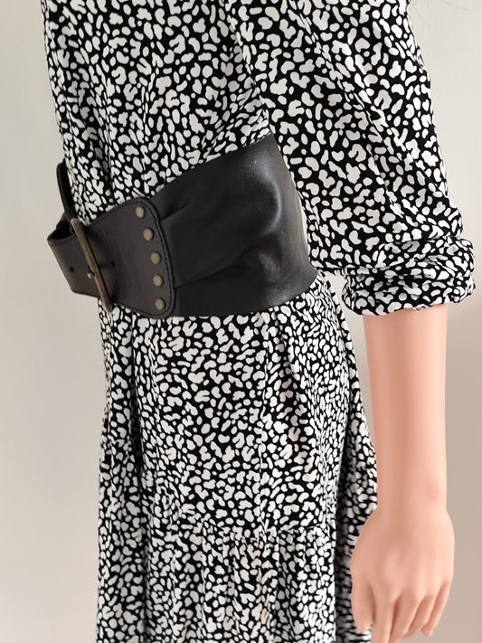 Ceinture large en cuir noir Pepe Jeans – boucle ronde - 80 cm