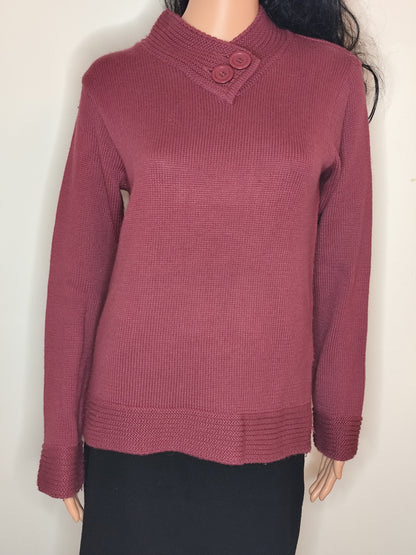 Pull col montant framboise – laine mélangée -  Taille 38/40