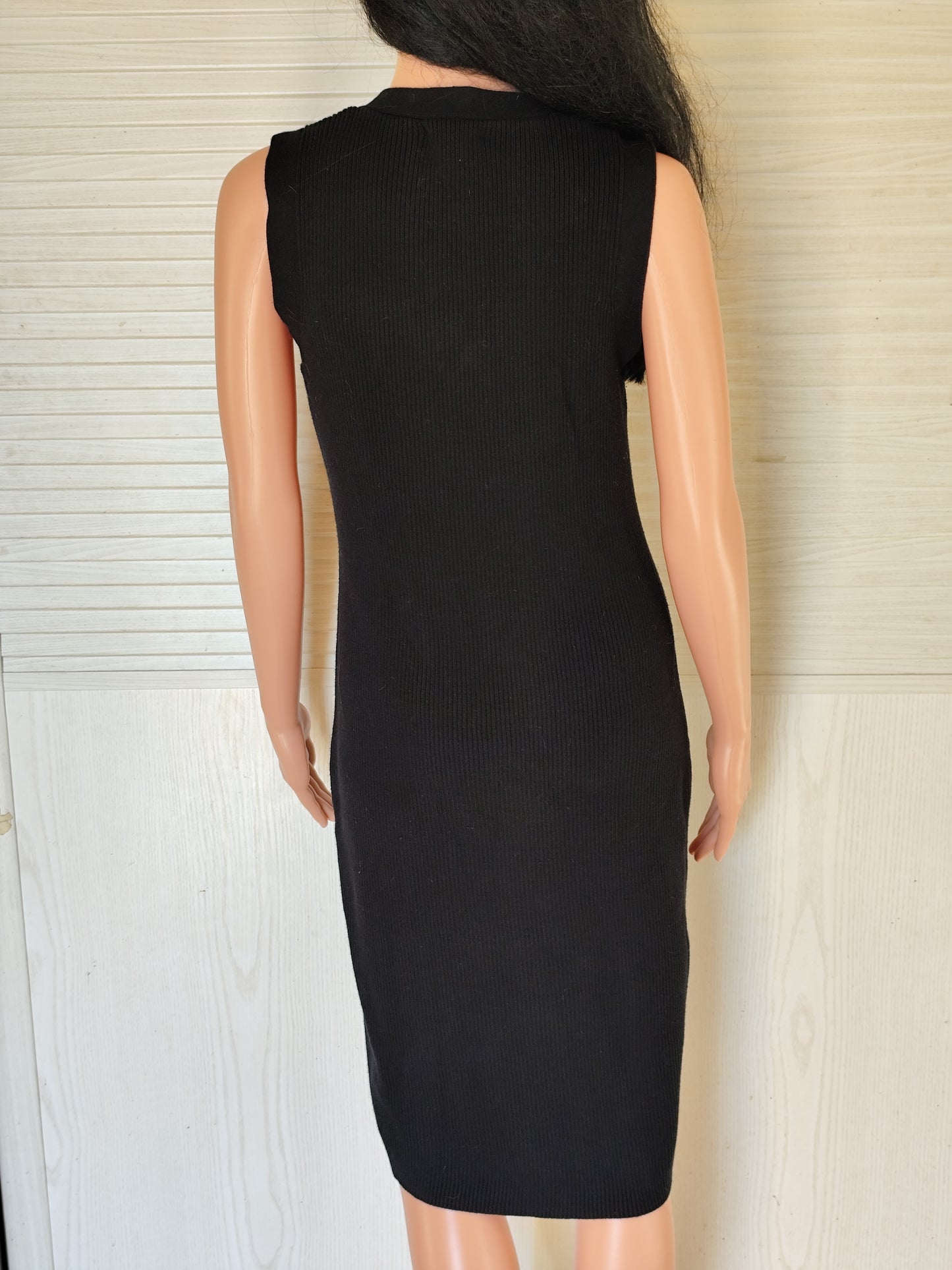 Robe longue noire coton et cachemire - Lauren Ralph Lauren - Taille M