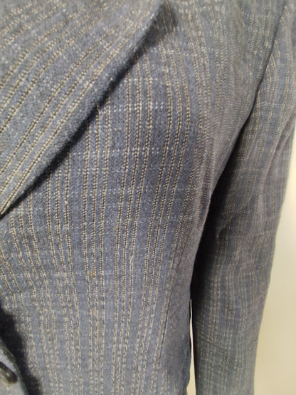Veste blazer vintage longue à carreaux- 61%  laine – Un Jour Ailleurs – Taille 42