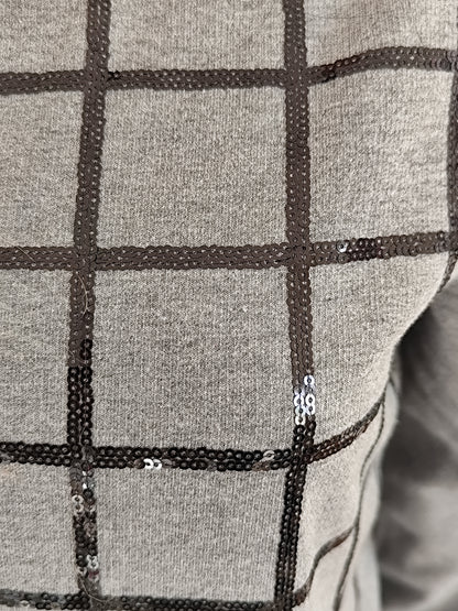 🖤 Pull Sweat Gris à Carreaux La City – Élégance et Confort au Quotidien - Taille 38/40