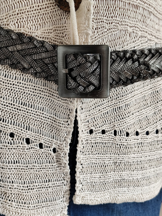Ceinture Tressée Argentée Bohème – 90 cm