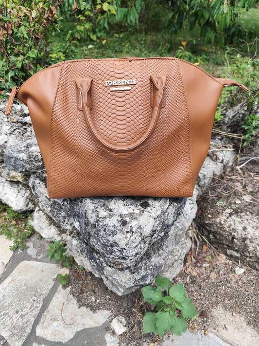 Sac Bowling Torrente Couture Camel Mouluré – Grand format
