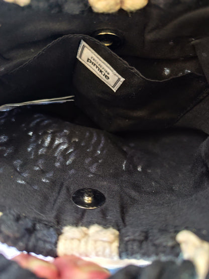 Sac bandoulière & main en macramé bicolore Noir & Écru - Collection Pimkie