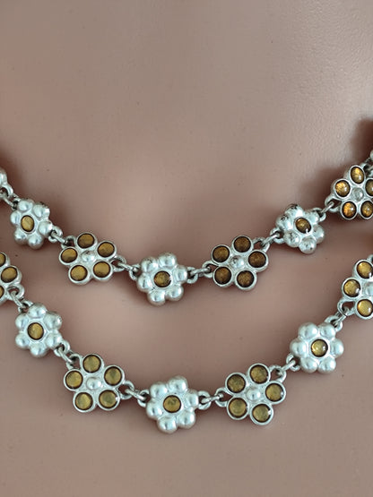 Collier à petites fleurs  Dolce Vita  perles & strass
