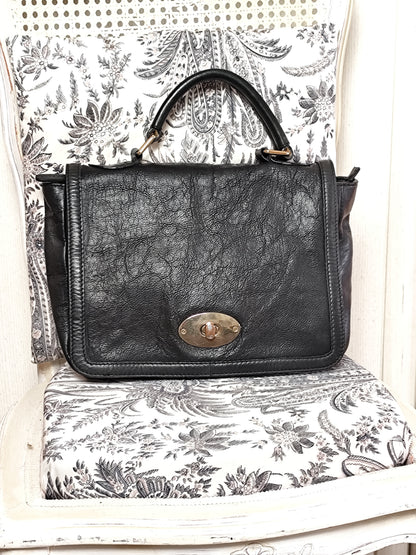 Sac cartable noir en cuir – Minelli – 36x20x10 cm
