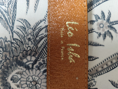 Ceinture marron à boucle dorée rectangulaire – Léo Isba – 95x3 cm