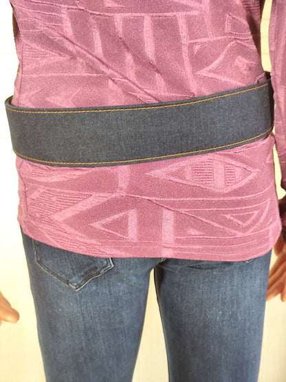 Ceinture large bi-matière denim bleu foncé – Longueur 100 cm