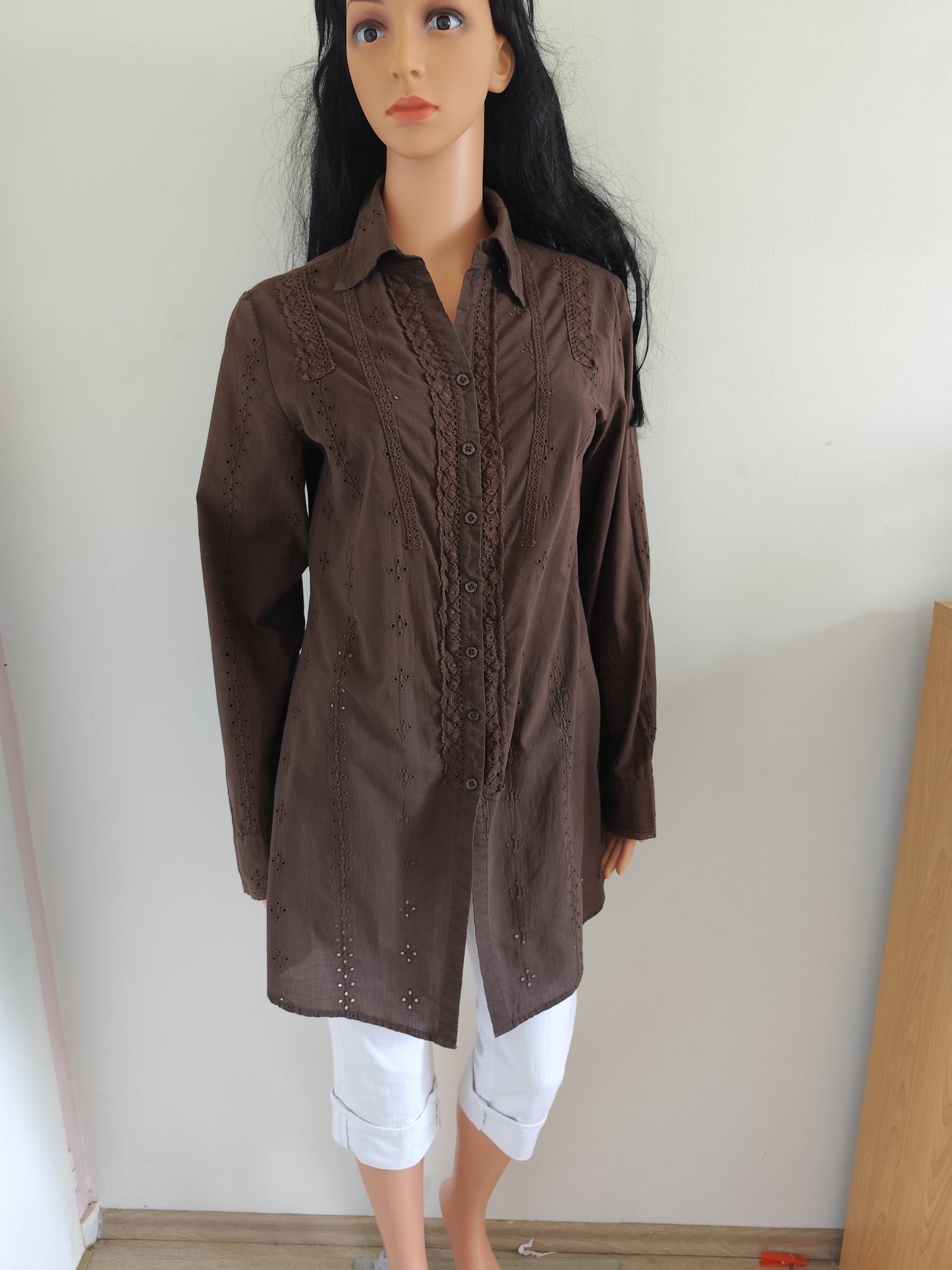 Tunique brodée marron chocolat – Jacqueline Riu – Taille 40