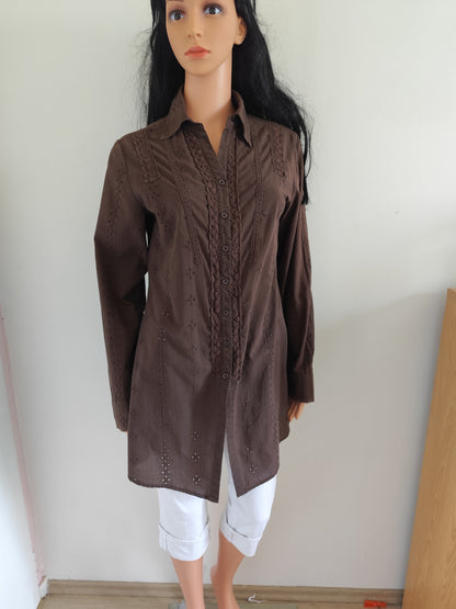 Tunique brodée marron chocolat – Jacqueline Riu – Taille 40