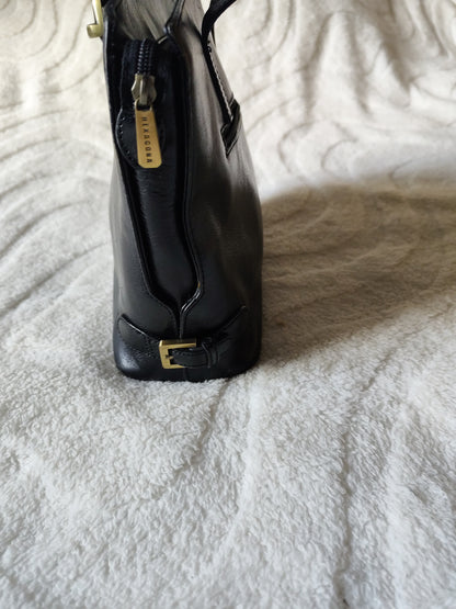 Sac cabas en cuir noir Hexagona