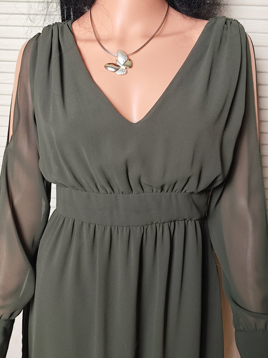 Robe fluide kaki manches fendues – Naf Naf – Taille 38