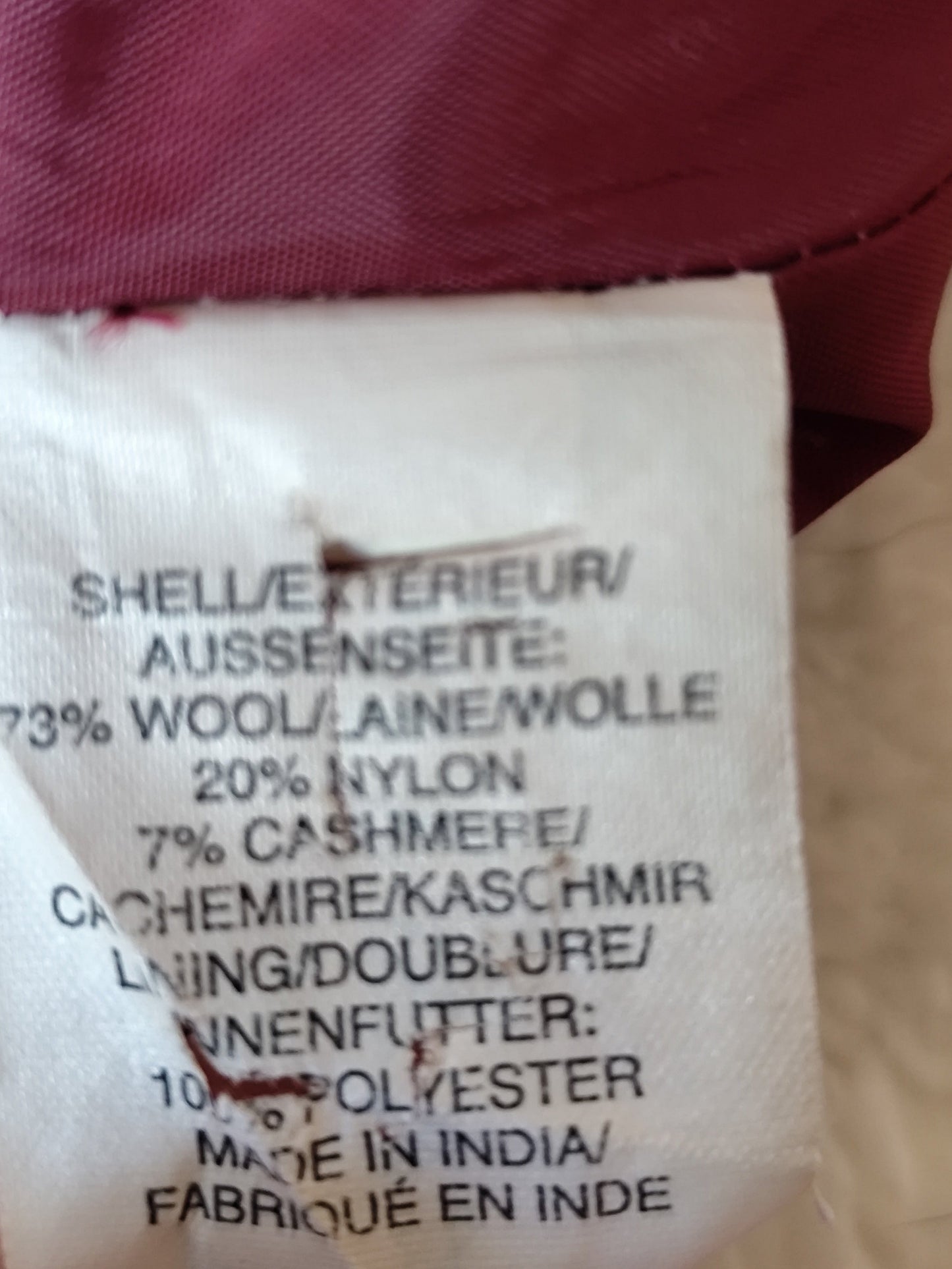 Manteau GAP laine & cachemire – Bordeaux – Taille 38/40