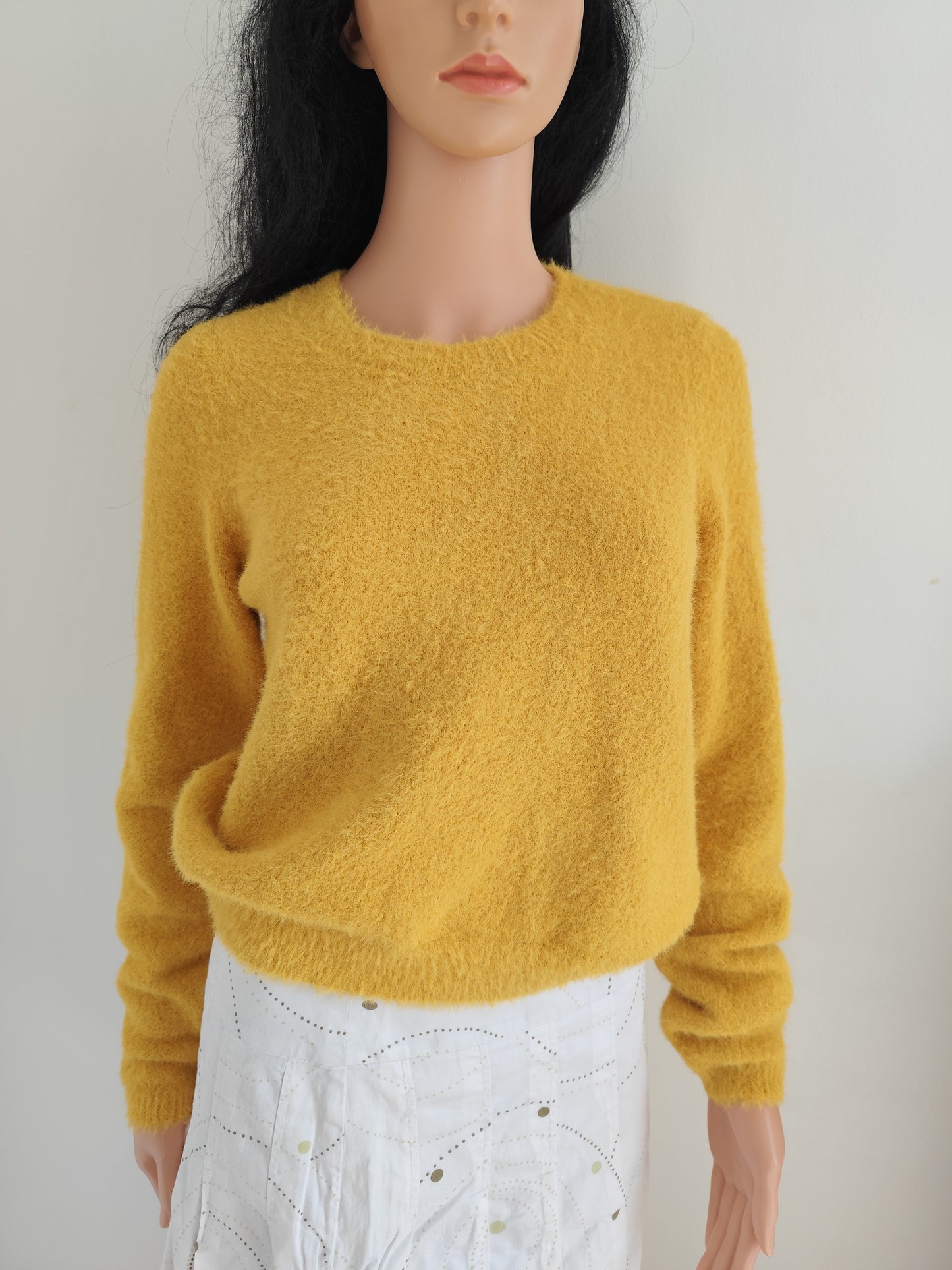 Pull Vero Moda jaune moutarde duveteux – taille 36