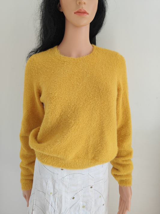 Pull Vero Moda jaune moutarde duveteux – taille 36