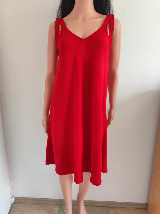 Robe fluide rouge – 100 % Tencel – taille 38/40 (estimée)