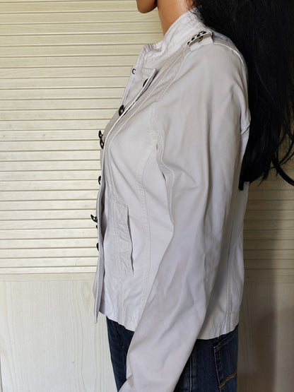 Veste officier blanche en denim Active Wear - Détails militaires - Taille 38/40