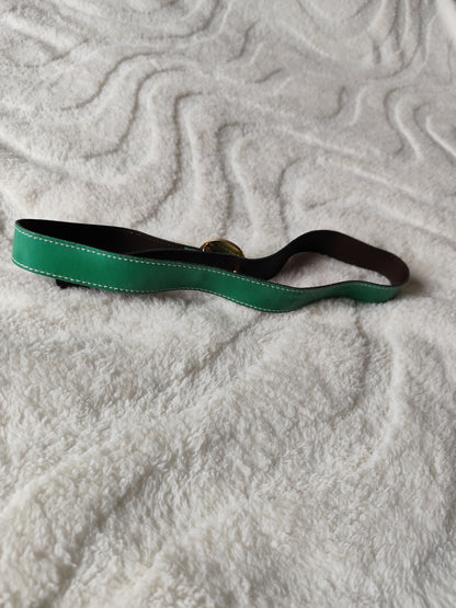Ceinture verte vintage en croûte de cuir – Lutèce – 80 cm