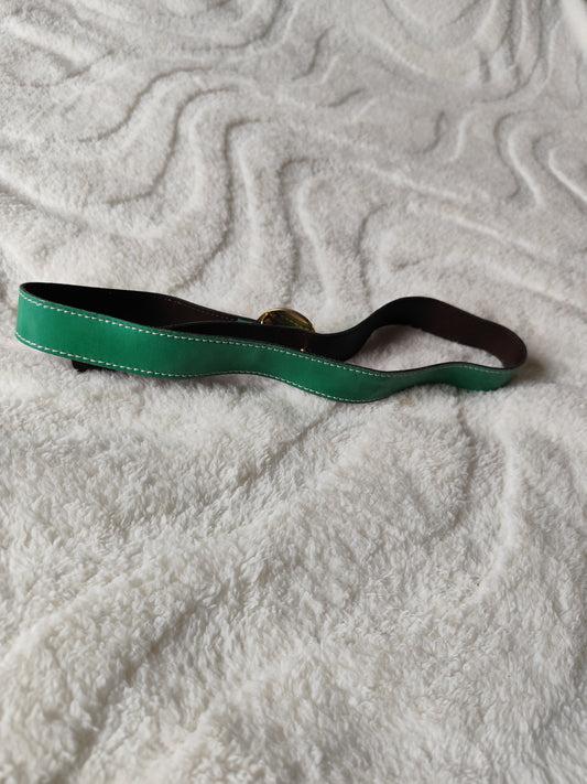 Ceinture verte vintage en croûte de cuir – Lutèce – 80 cm