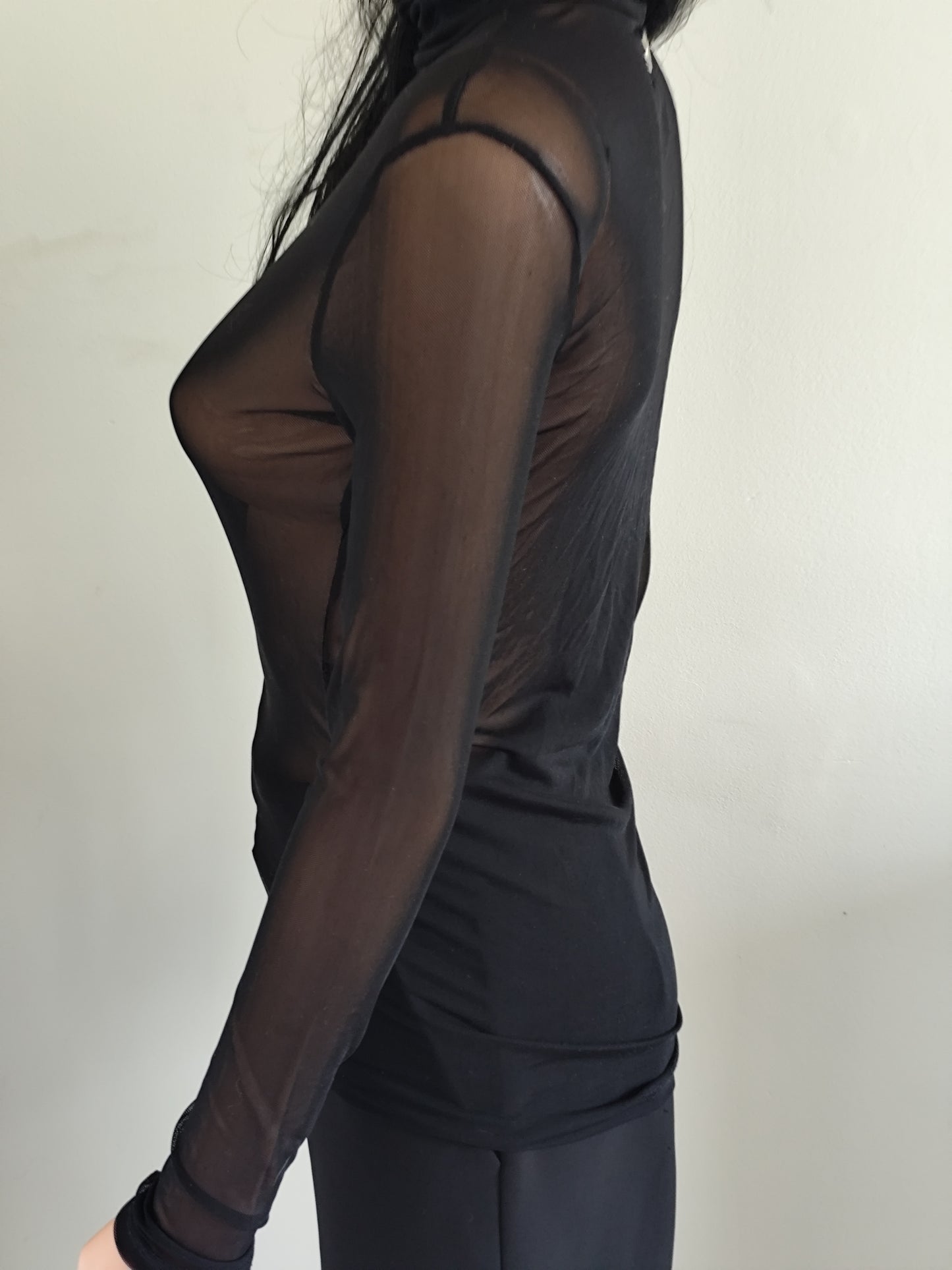 Top transparent noir à col montant Diego Reiga – T.38