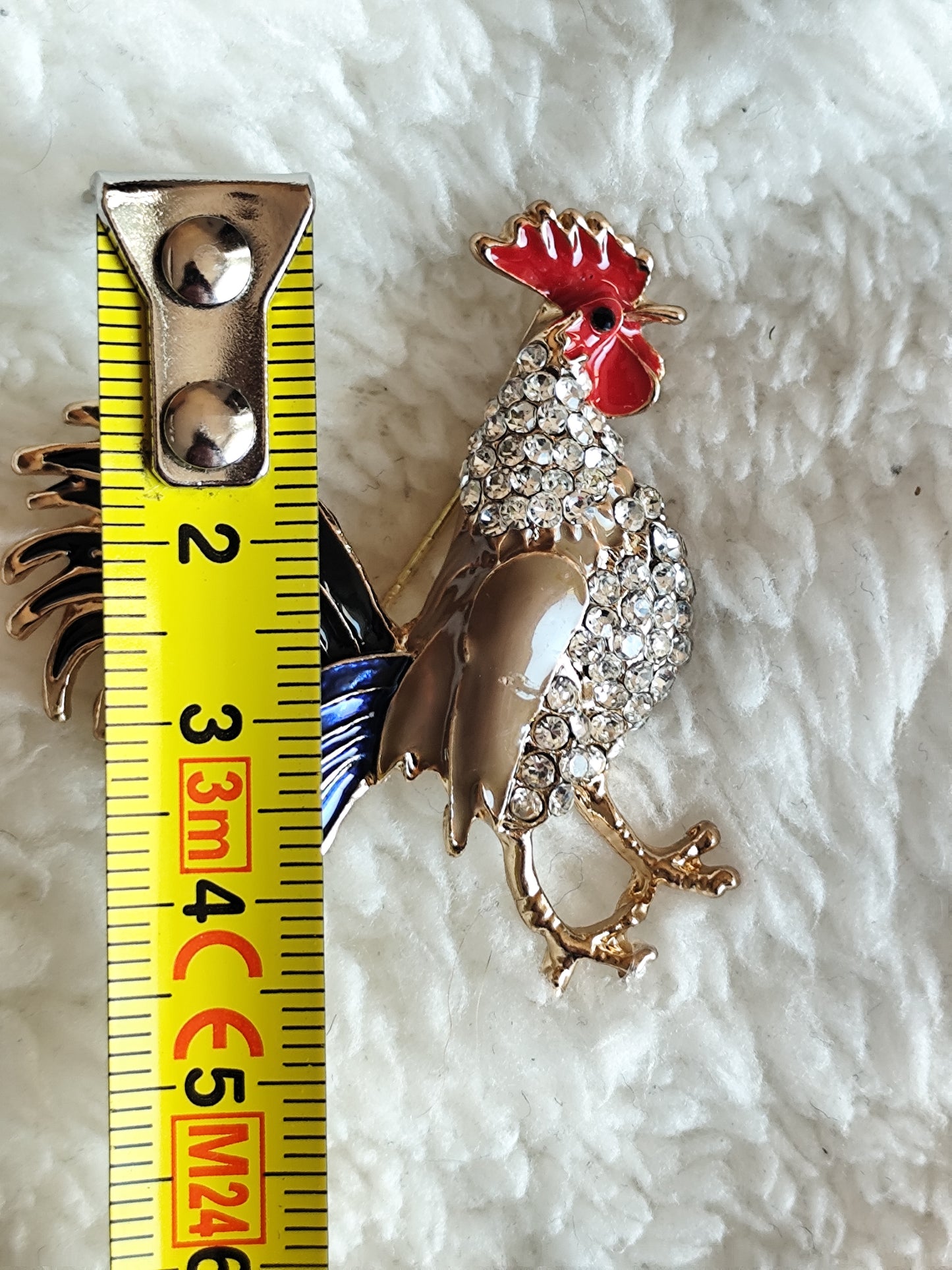 Broche Coq vintage émail et strass